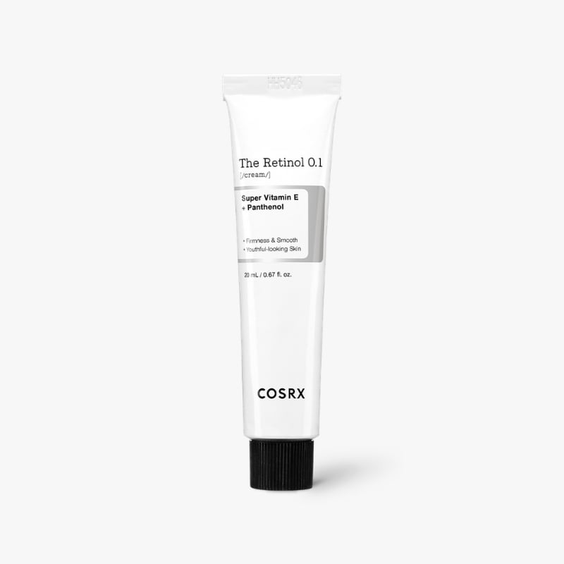 CosRX The Retinol 0.1 cream tube with black cap and light label lettering