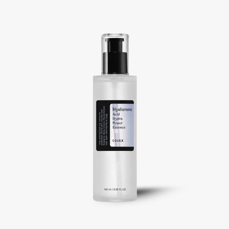 Cosrx Hyaluronic Acid Hydra Power Essence pump bottle on white background, 100 ml
