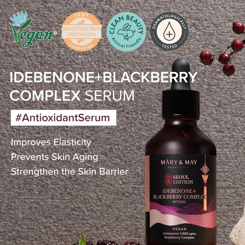 Mary&May SEOUL EDITION Idebenone Blackberry Complex Serum - Korean Anti Aging Face Serum for Skin Elasticity, Nourishing and Radiance - Fragrance-Free, Vegan, and Cruelty-Free