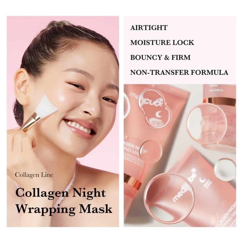Medicube Collagen Overnight Wrapping Peel Off Facial Mask Pack - Elasticity & Hydration Care, Reduces Sagging & Dullness - Hydrolyzed Collagen For Glowing Skin - Korean Skin Care