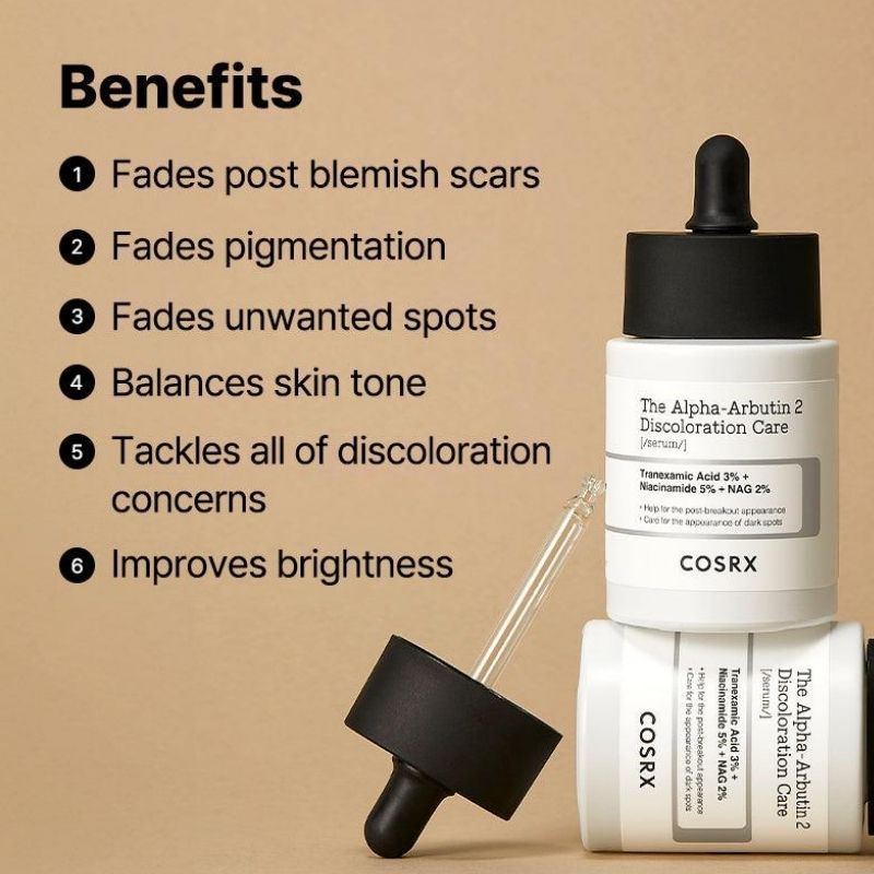 COSRX Alpha-Arbutin 2% Discoloration Serum, Melanin Treatment Face Serum with Niacinamide 5% & Hyauronic Acid, Clinically Tested, Korean Skincare