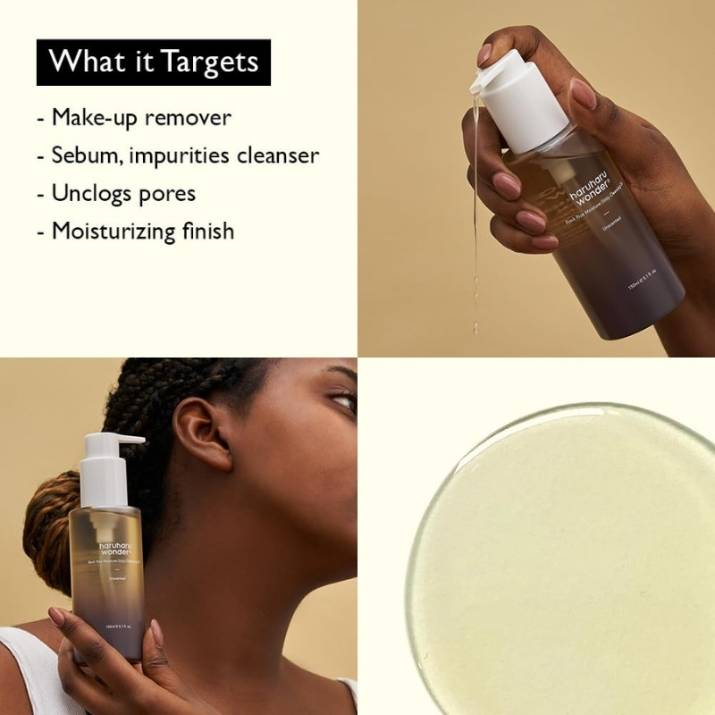 HARUHARU wonder Black Rice Moisture Cleansing Oil, Double Cleansing, Daily Makeup remover, Pore Oil Cleanser, Korean Skincare for sensitive, normal and Oily Skin