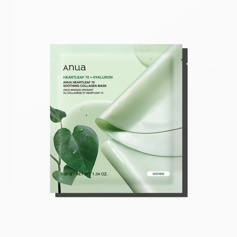 ANUA Heartleaf 70 Soothing Collagen Mask, Overnight Face Mask for Glass Skin, hyaluronic acid, Collagen, Soothing & hydration Facial Mask for Sensitive Skin, Natural Color, Korean Skin Care cosmetics