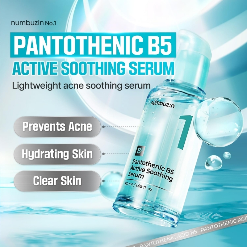 numbuzin No.1 Serum | Pantothenic B5 Active Soothing Serum | Soothing, Hydrating | Pantothenic Acid, Niacinamide | Excess Oil Control, Reduces Breakouts, Acne | Oily, Acne-Prone Skin