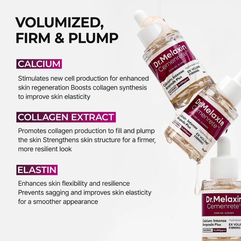 Dr Melaxin Cemenrete Calcium Ampoule Plus with Adenosine and Niacinamide for Sagging Under Eye Skin, Dark Circles, Fine Lines &Eye Bags