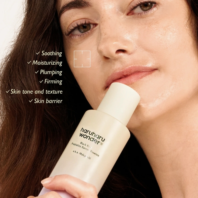 haruharu Wonder Black Rice Probiotics Barrier Essence 4.05 fl. oz., Essence Toner to Strengthen Skin Barrier with Ceramides, Fermented Ingredients, Milky Essence, Moisturizing, Plumping