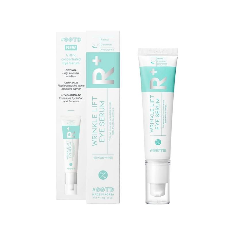 OOTD Retinol Eye Cream Serum For Wrinkle Lift, Anti Aging, Under Eye Bag, Puffy Eyes and Dark Circles Treatment, Ceramide, Hyaluronate, Korean Vegan Eye Facial Serum 30g