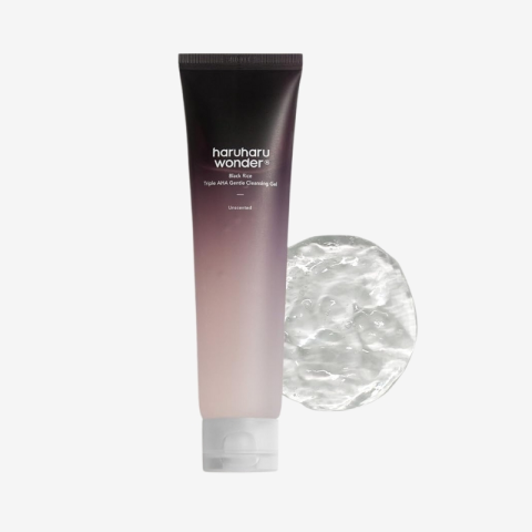 HARUHARU wonder Black Rice Triple AHA Gentle Cleansing Gel 3.38 fl oz, Hydrating Cleansing gel, Gentle exfoliating, Vegan