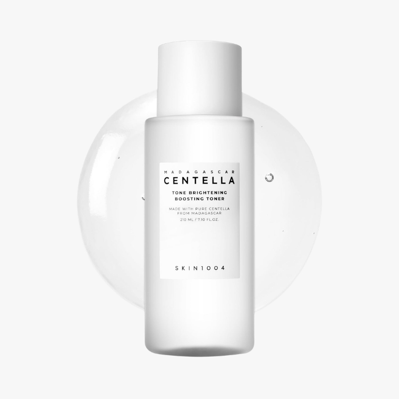 White bottle of Skin1004 Madagascar Centella Tone Brightening Boosting Toner on a white background.