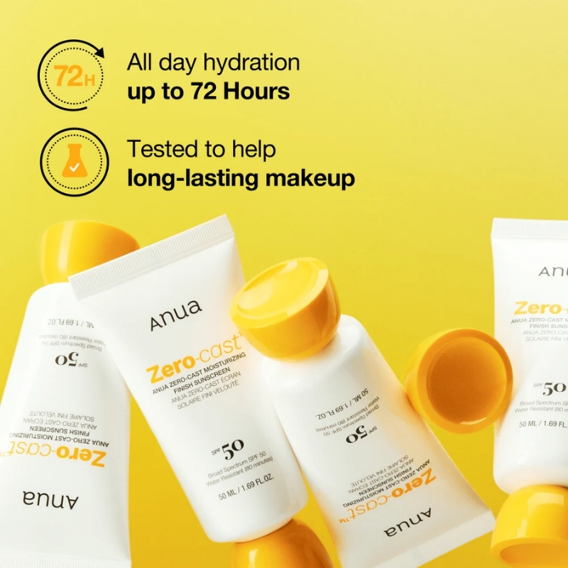 Anua Zero-Cast Moisturizing Finish Sunscreen,SPF 50, Glow Natural Sunscreen,No White cast, Hyaluronic Acid, Niacinamide sun block for face,Oil-Free, Oxybenzone free, Travel Essential 50ml anua cyprus sunscreen