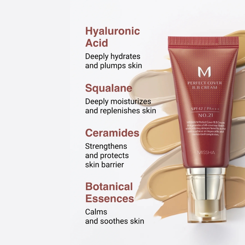 MISSHA M Perfect Cover BB Cream SPF 42 Tinted Moisturizer for face with SPF korean cosmetics cyprus