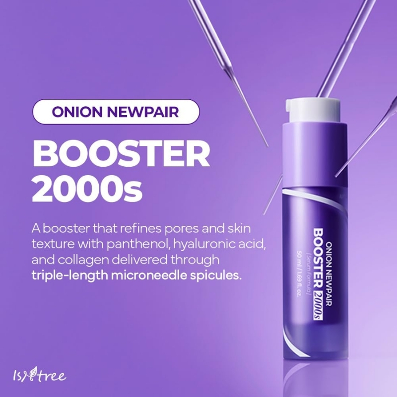 ISNTREE Onion Newpair Booster 2000s 1.69 fl.oz | Spicule Microneedling Facial Serum | Panthenol, Hyaluronic Acid, Collagen, Cica | Pore Care, Pigmentation, Skin Texture | Korean Skin Care