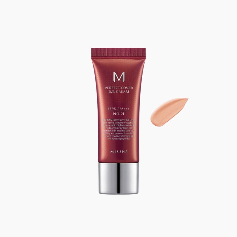 MISSHA M Perfect Cover BB Cream SPF 42 Tinted Moisturizer for face with SPF korean cosmetics cyprus Mini 21 Light Beige