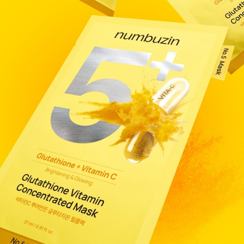 numbuzin No.5 Sheet Mask | Vitamin Spotlight Sheet Mask | Glutathione and Vitamin C | Reduces Hyperpigmentation, Improves Skin Complexion | Gentle and non-irritating
