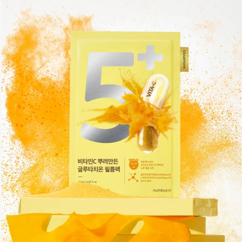 numbuzin No.5 Sheet Mask | Vitamin Spotlight Sheet Mask | Glutathione and Vitamin C | Reduces Hyperpigmentation, Improves Skin Complexion | Gentle and non-irritating