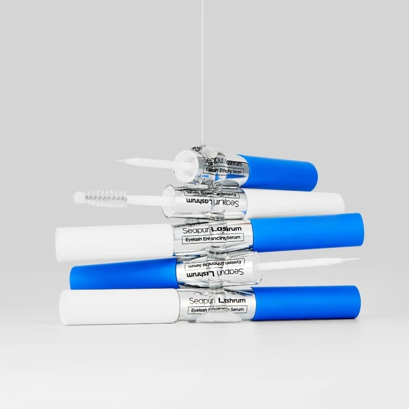 Seapuri Lashrum Eyelash Enhancing Serum | Lash Growth Serum with Caffeine, Peptide & Biotin | for Longer, Fuller Lashes | Dual Brush for Precise & Full Application | Non-Irritating, Daily Use