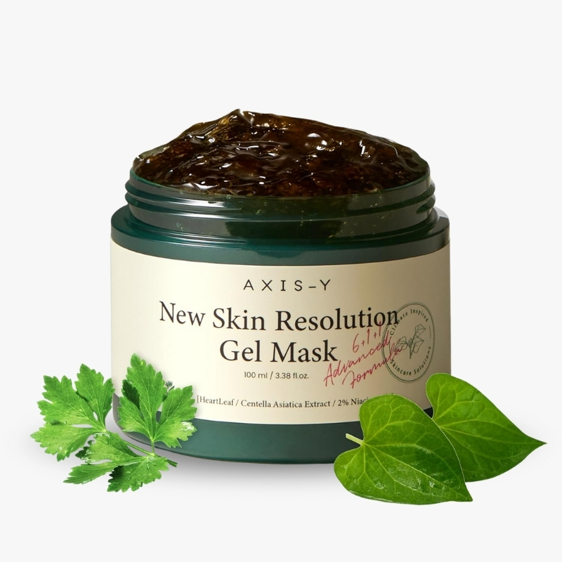 AXIS-Y New Skin Resolution Gel Mask Mugwort with 2% Niacinamide - Spot Treatment for Face, Barrier Repair & Brightening - Vegan Korean Skin Care Face Mask - 100ml