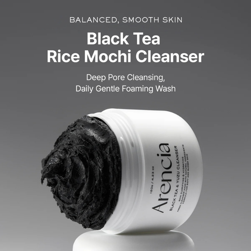 ARENCIA Black Tea Rice Mochi Face Cleanser, 120g, Pore Care, Sebum Control, Oily Skin