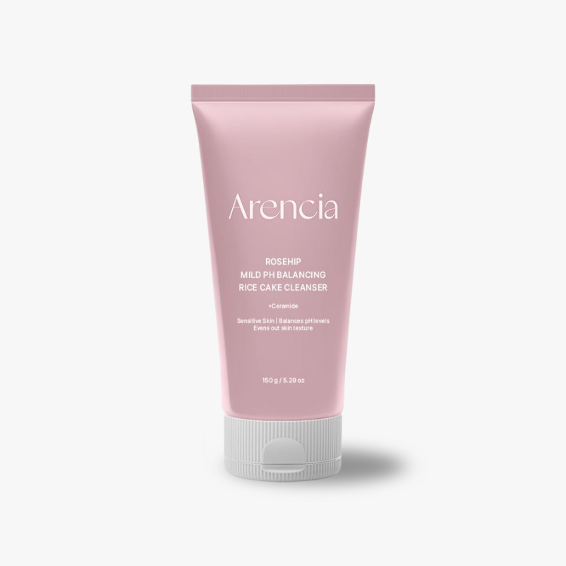 ARENCIA Rosehip Rice Cake Cleanser, pH Balancing Face Wash with Ceramide for Sensitive Skin