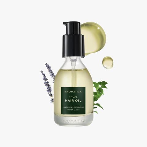 AROMATICA Ritual Lavender & Patchouli Hair Oil - Adds Shine and Smooths Split Ends - Blow Out Hair Serum for Damaged & Frizzy Hair - Nourishing for Dry Curly Hair - Silicone-Free 50ml, justcosmetics.cy, koreancosmetics cyprus