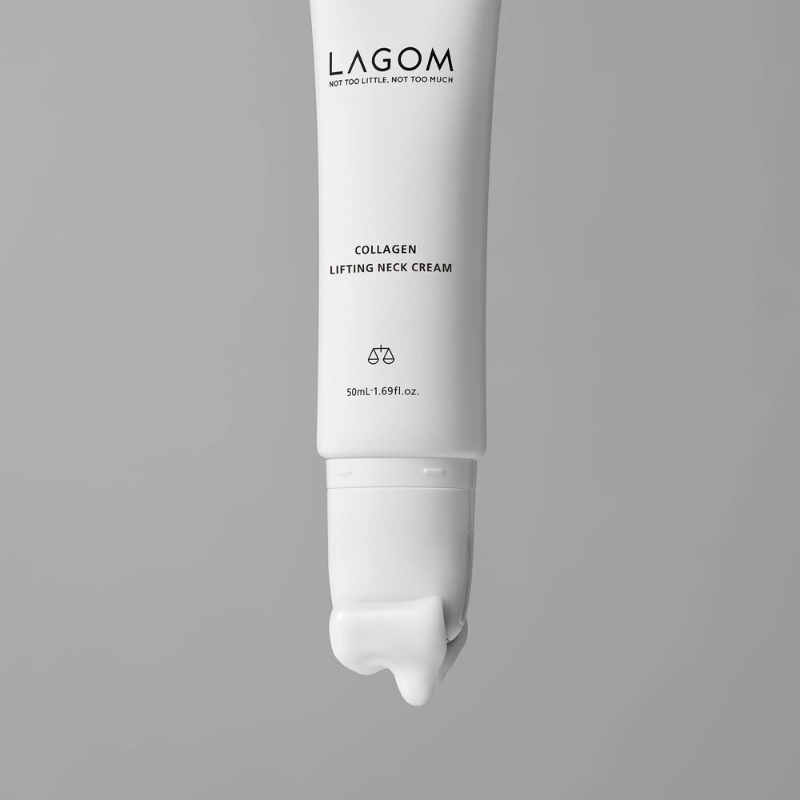 LAGOM Collagen Lifting Neck Cream with Massage Roller for Jawline and Face, Wrinkle Care, Korean Skincare