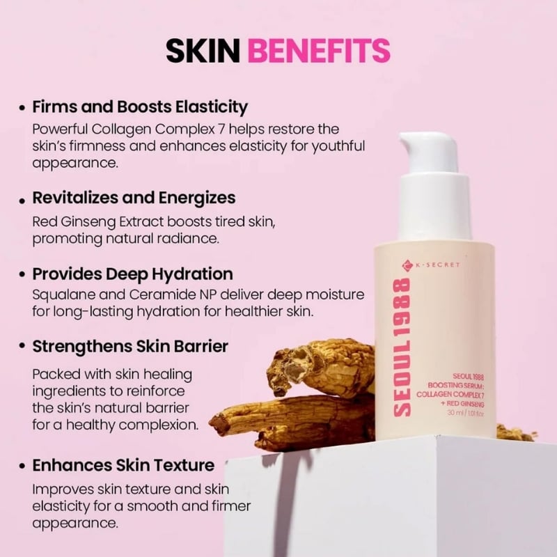 K-SECRET - SEOUL 1988 Boosting Serum : Collagen Complex 7 + Red Ginseng 30ml - Image 4