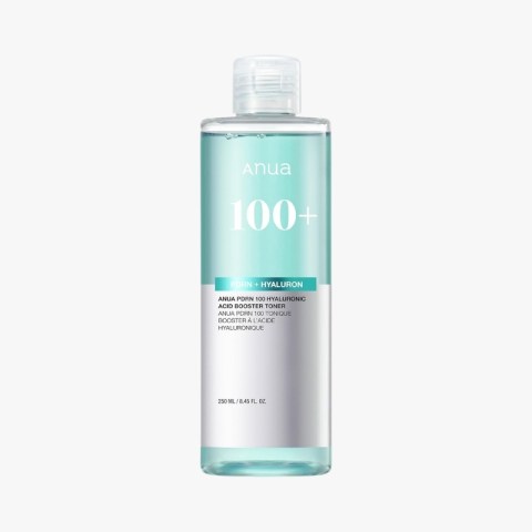 Bottle of Anua 100+ PDRN + Hyaluron toner with turquoise gradient label and clear cap (250 ml)