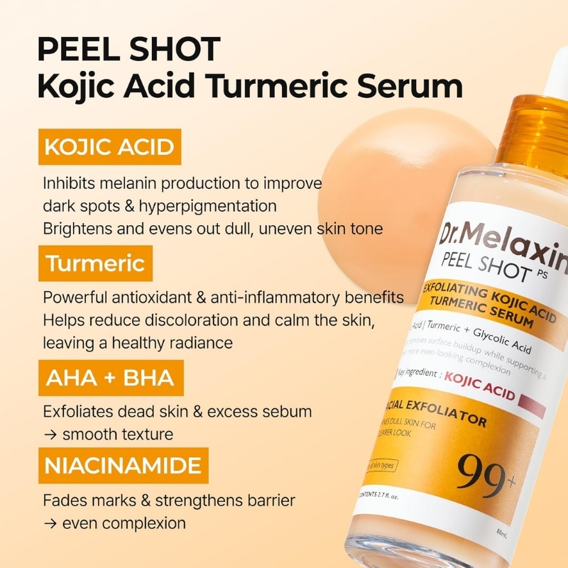 Dr. Melaxin - Peel Shot Exfoliating Kojic Acid Turmeric Serum (80ml) - Image 5