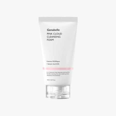 Genabelle Pink Cloud Cleansing Foam tube with pink band on a white background.