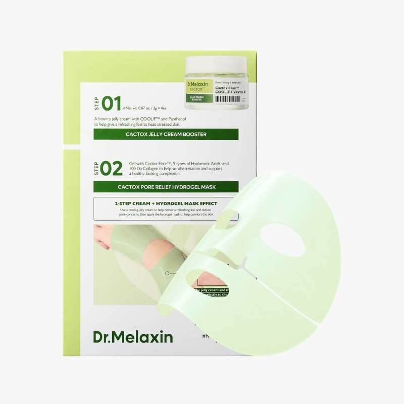 Cactox Jelly Cream Booster & Pore Relief Hydrogel Mask Set (4 Sheets)